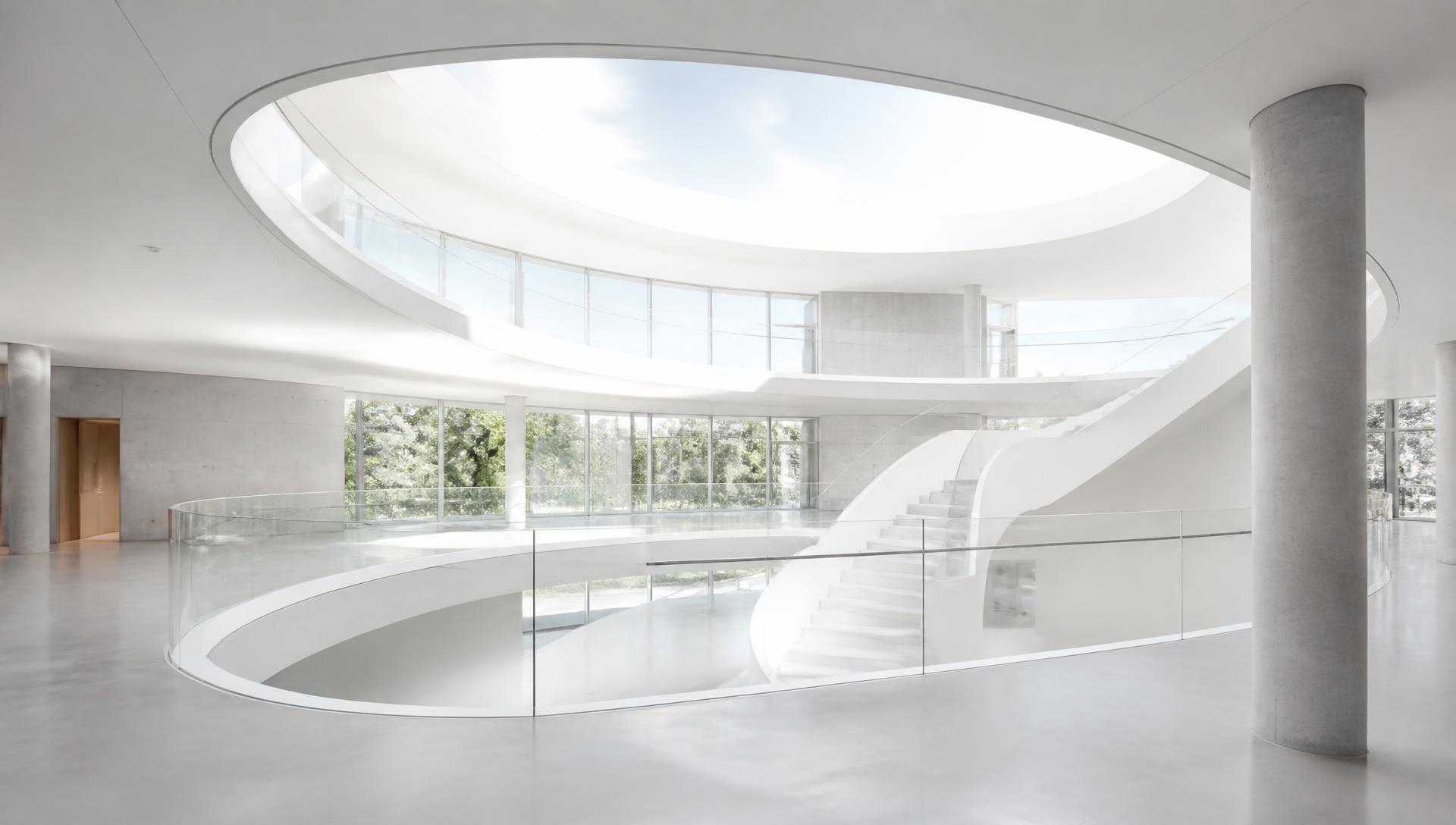 Modern white architecture atrium